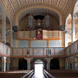 wnętrza kościoła ewangelickiego w Nidzicy